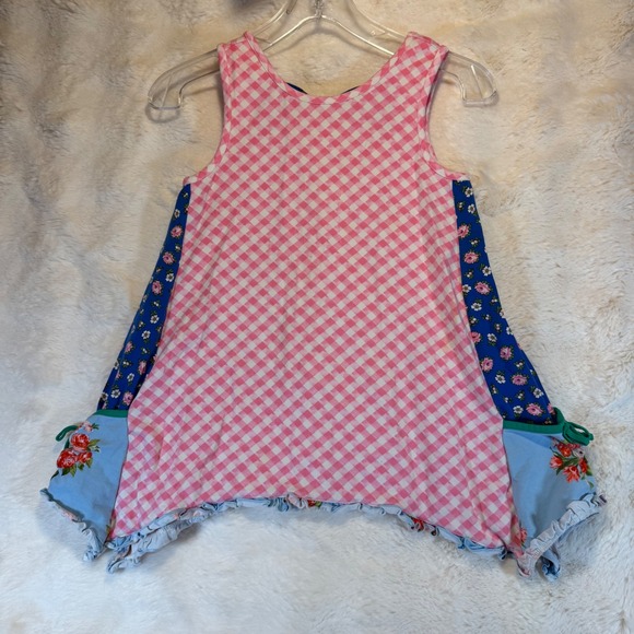 Matilda Jane Other - Matilda Jane Girls Pink Gingham Blue Floral Patchwork Dress Size 12